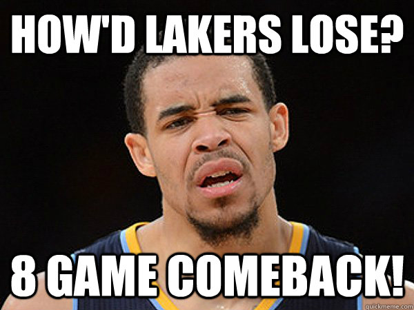 how'd lakers lose? 8 game comeback!  JaVale McGee