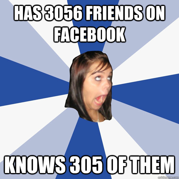 has 3056 friends on facebook knows 305 of them  Annoying Facebook Girl