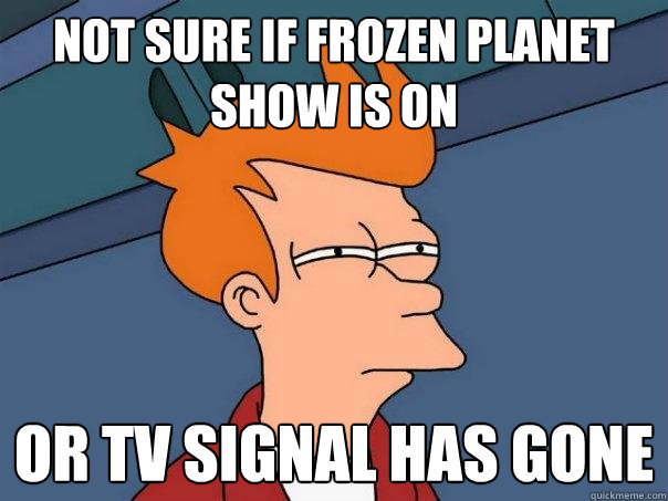 Not sure if frozen planet show is on Or TV signal has gone  Futurama Fry