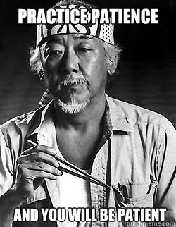 Practice Patience and you will be patient - Practice Patience and you will be patient  Mr Miyagi