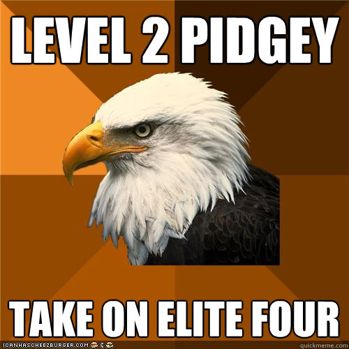 Level 2 Pidgey take on elite four  