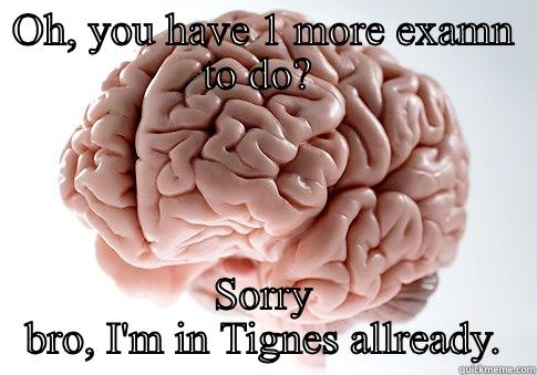 OH, YOU HAVE 1 MORE EXAMN TO DO?  SORRY BRO, I'M IN TIGNES ALLREADY. Scumbag Brain