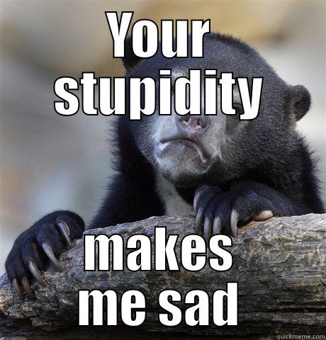 YOUR STUPIDITY MAKES ME SAD Confession Bear