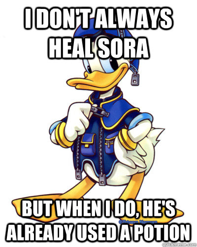 I don't always heal sora But when I do, he's already used a potion - I don't always heal sora But when I do, he's already used a potion  The most interesting party member in the world