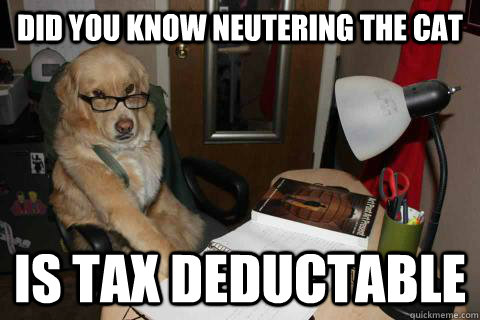 Did you know neutering the cat is tax deductable - Did you know neutering the cat is tax deductable  Misc