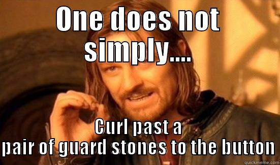 ONE DOES NOT SIMPLY.... CURL PAST A PAIR OF GUARD STONES TO THE BUTTON Boromir