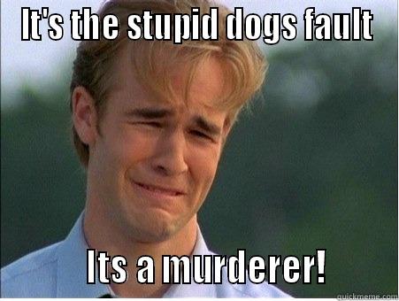 IT'S THE STUPID DOGS FAULT           ITS A MURDERER!        1990s Problems