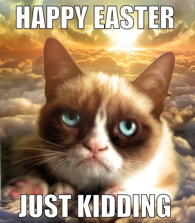 Grumpy Cat Easter meme - HAPPY EASTER JUST KIDDING Misc