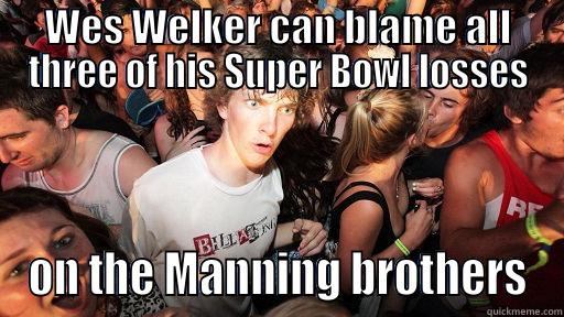 WES WELKER CAN BLAME ALL THREE OF HIS SUPER BOWL LOSSES ON THE MANNING BROTHERS Sudden Clarity Clarence