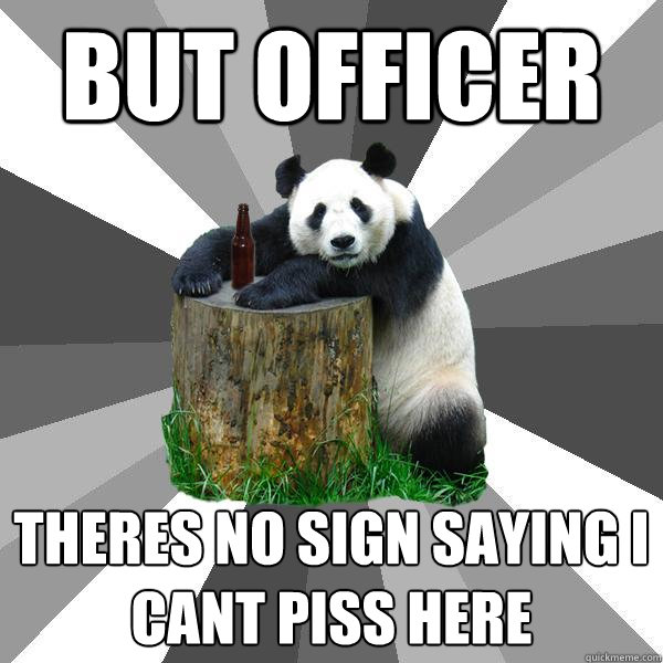 But officer Theres no sign saying i CANT piss here  Pickup-Line Panda