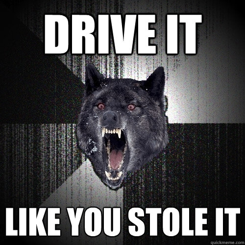drive it like you stole it  Insanity Wolf