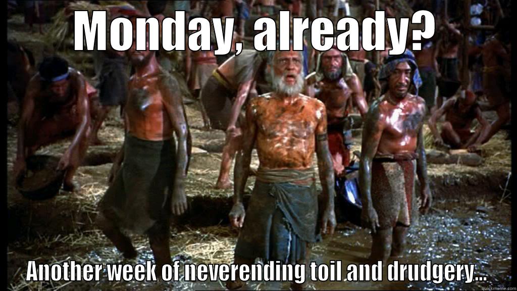 Monday, again?? - MONDAY, ALREADY? ANOTHER WEEK OF NEVERENDING TOIL AND DRUDGERY... Misc
