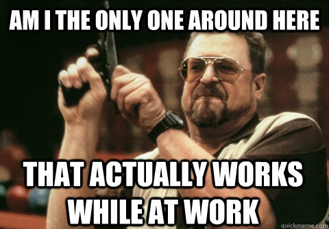 Am I the only one around here that actually works while at work - Am I the only one around here that actually works while at work  Am I the only one