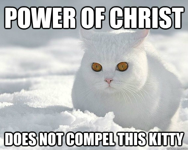 POWER OF CHRIST DOES NOT COMPEL THIS KITTY  Lucifer Snow Cat