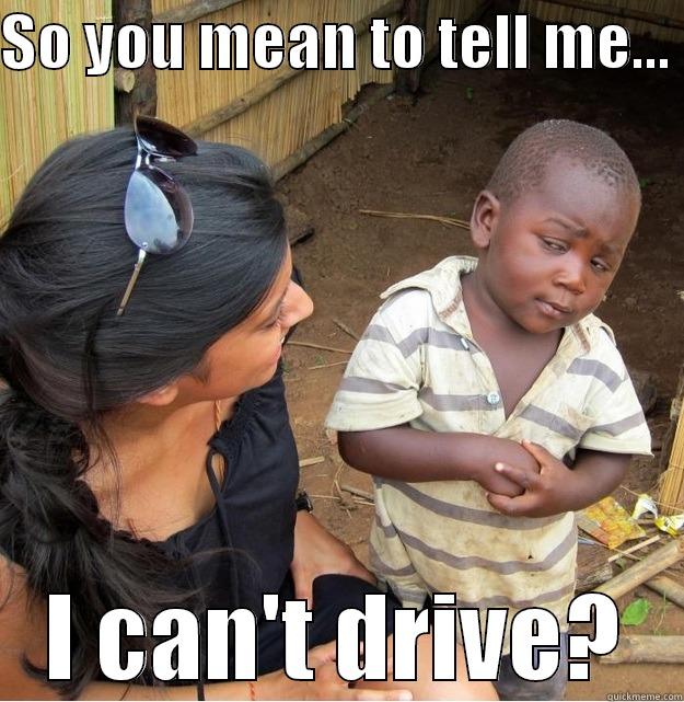 SO YOU MEAN TO TELL ME...  I CAN'T DRIVE? Skeptical Third World Kid