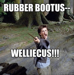 Rubber Bootus--
 WELLIECUS!!!!  Harry potter