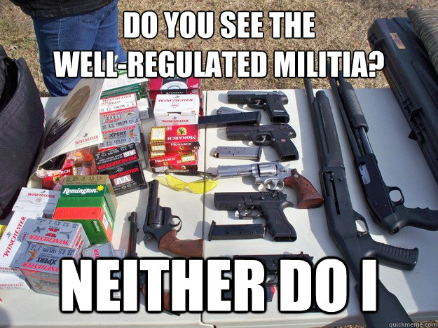 do you see the 
well-regulated militia? neither do i - do you see the 
well-regulated militia? neither do i  wheres the militia