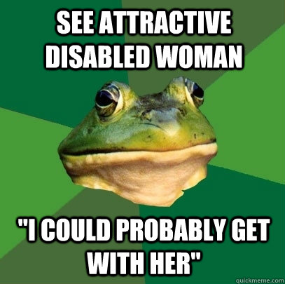 See attractive disabled woman 