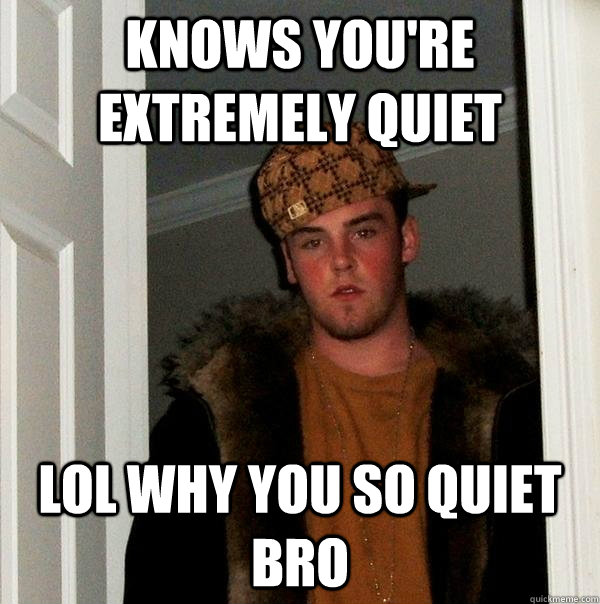 knows you're extremely quiet lol why you so quiet bro - knows you're extremely quiet lol why you so quiet bro  Scumbag Steve