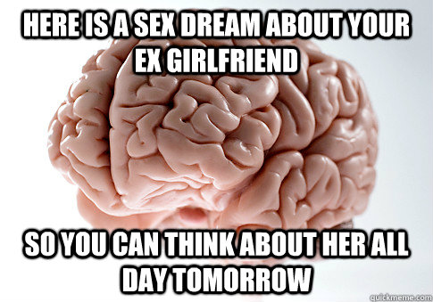 HERE IS A SEX DREAM ABOUT YOUR EX GIRLFRIEND SO YOU CAN THINK ABOUT HER ALL DAY TOMORROW  Scumbag Brain