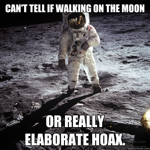 Can't tell if walking on the moon Or really 
elaborate hoax.  Buzz Aldrin
