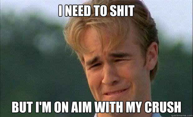 I NEED TO SHIT BUT I'M on aim with my crush  - I NEED TO SHIT BUT I'M on aim with my crush   james vanderbeek crying