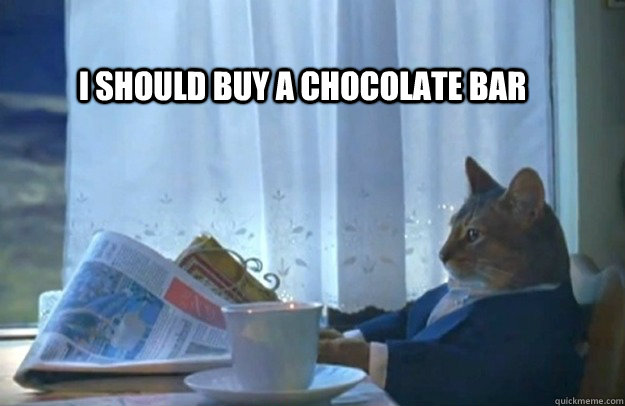 I should buy a chocolate bar  Sophisticated Cat