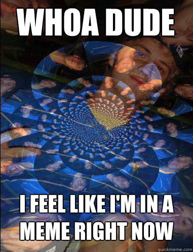 whoa dude i feel like i'm in a meme right now  Tripping guy