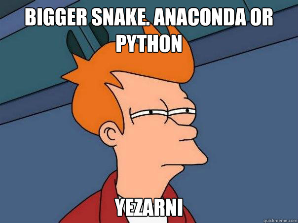 bigger snake. Anaconda or Python Yezarni Caption 3 goes here - bigger snake. Anaconda or Python Yezarni Caption 3 goes here  Futurama