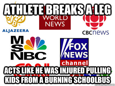 athlete breaks a leg acts like he was injured pulling kids from a burning schoolbus  