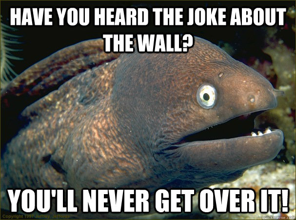 Have you heard the Joke about the wall? You'll never get over it! - Have you heard the Joke about the wall? You'll never get over it!  Bad Joke Eel