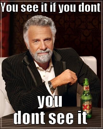 YOU SEE IT IF YOU DONT  YOU DONT SEE IT The Most Interesting Man In The World