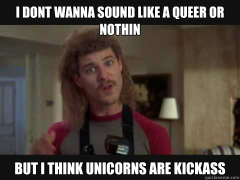 i dont wanna sound like a queer or nothin but i think unicorns are kickass  orgazmo