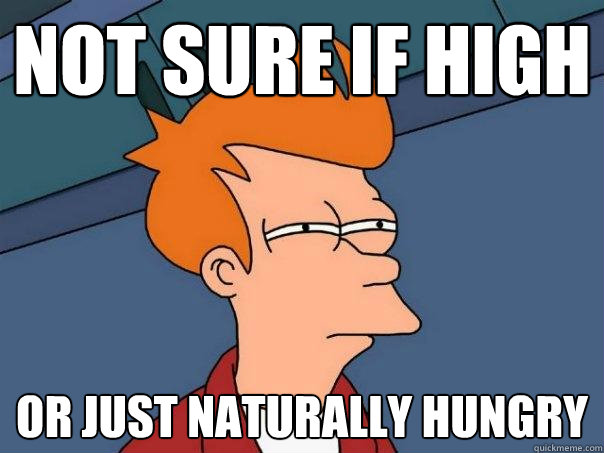Not sure if high or just naturally hungry  Futurama Fry