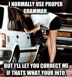 I normally use proper grammar. but I'll let you correct me if thats what your into. - I normally use proper grammar. but I'll let you correct me if thats what your into.  Karma Whore