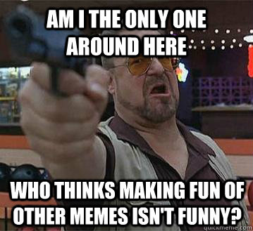 Am I the only one around here who thinks making fun of other memes isn't funny?  Pedantic Walter