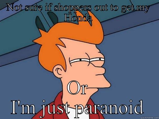 NOT SURE IF SHOPPERS OUT TO GET MY HONDA OR I'M JUST PARANOID Futurama Fry