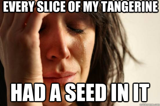 every slice of my tangerine  had a seed in it  First World Problems