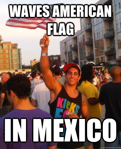 Waves American Flag In Mexico  