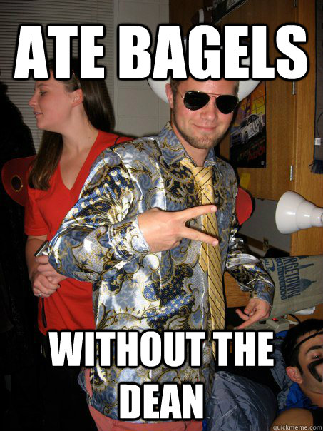 Ate bagels without the dean  Georgetown Hipster Male