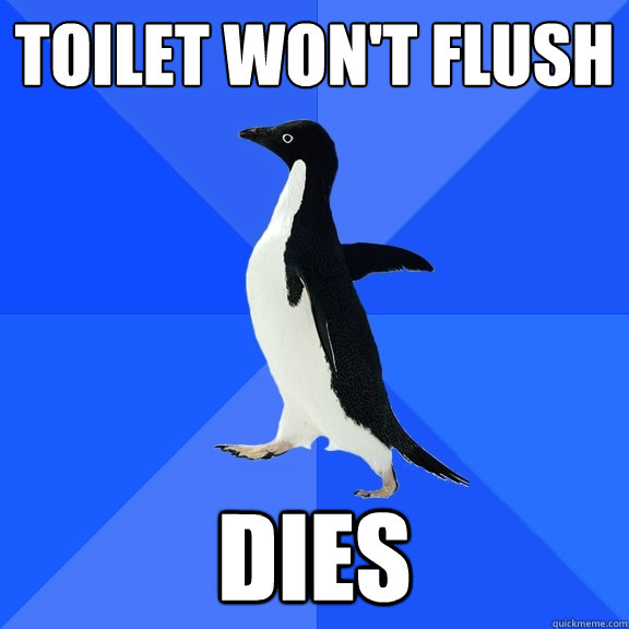 Toilet won't flush Dies  Socially Awkward Penguin