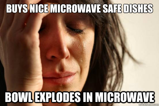Buys nice microwave safe dishes bowl explodes in microwave - Buys nice microwave safe dishes bowl explodes in microwave  First World Problems