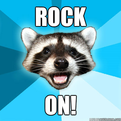 Rock on!  Lame Pun Raccoon