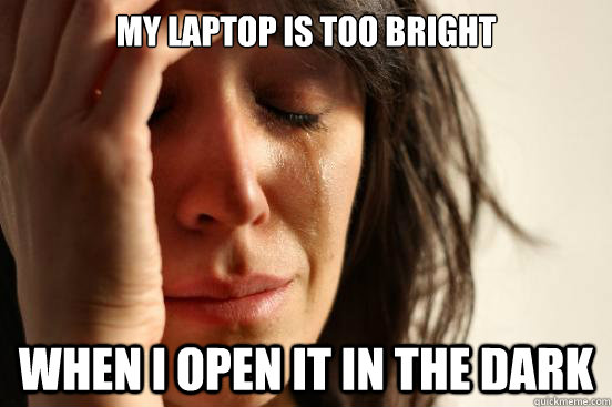 my laptop is too bright when i open it in the dark  First World Problems