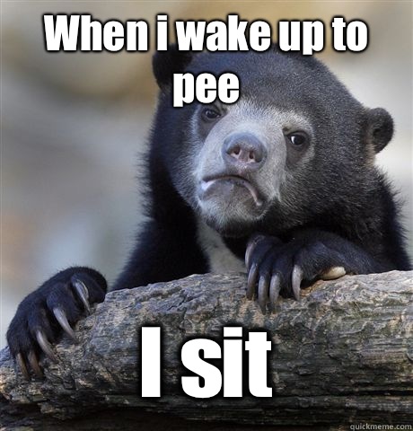 When i wake up to pee I sit  Confession Bear