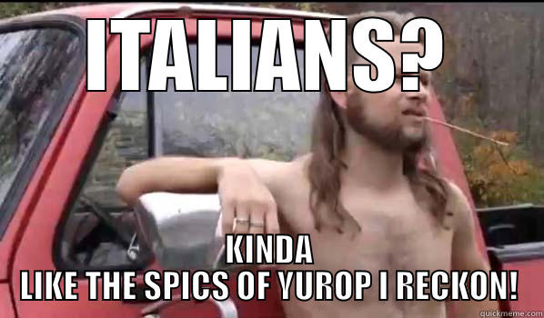 ITALIANS? KINDA LIKE THE SPICS OF YUROP I RECKON! Almost Politically Correct Redneck