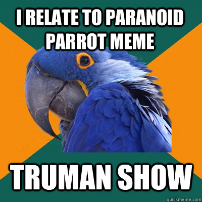 I relate to Paranoid Parrot meme Truman show  Paranoid Parrot