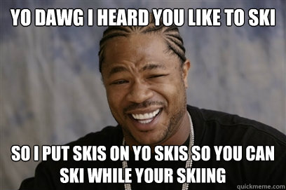 Yo dawg i heard you like to ski so i put skis on yo skis so you can ski while your skiing    Yo dawg i herd u like unit tests