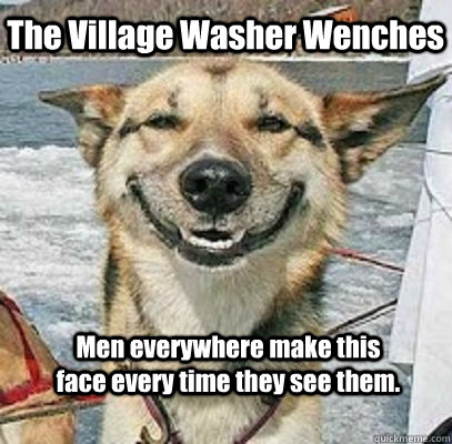 The Village Washer Wenches Men everywhere make this face every time they see them. - The Village Washer Wenches Men everywhere make this face every time they see them.  Smile Dog