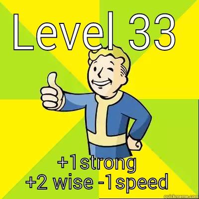 LEVEL 33 +1STRONG +2 WISE -1SPEED Fallout new vegas